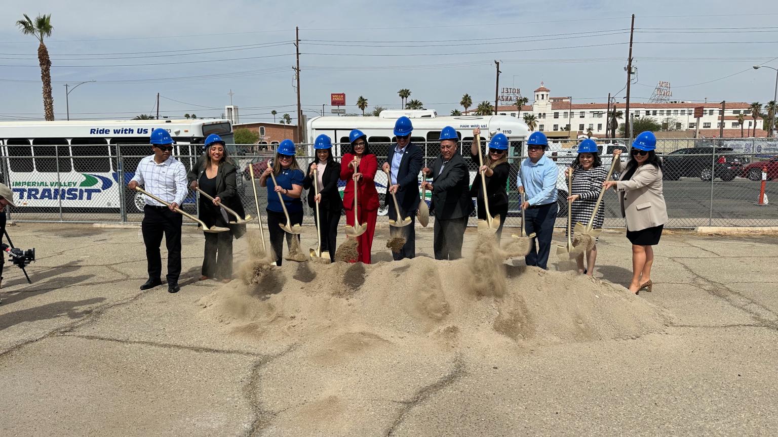 ICTC staff at the groundbreaking with shovels.