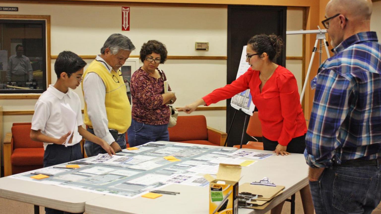 Woman presenting at the Calexico Intermodal Transportation Center Community Forum.